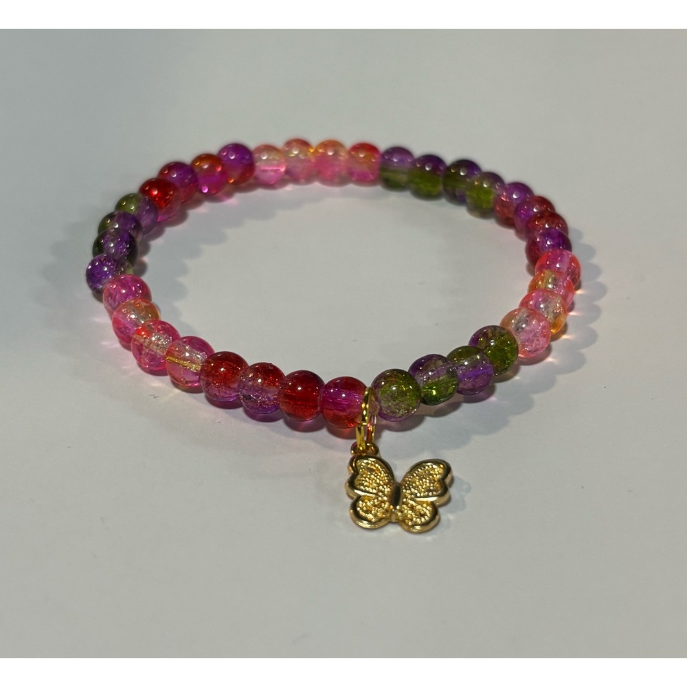 Y2K Beaded Bracelet Colorful Butterfly Charm Retro Lizzie Inspired